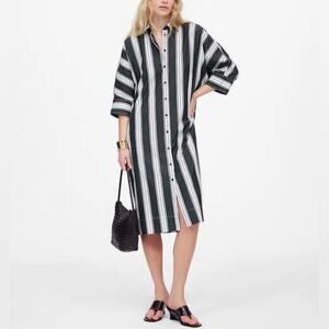 Madewell Dolman Midi Shirtdress in Stripe Poplin Summit Green Stripe Size small